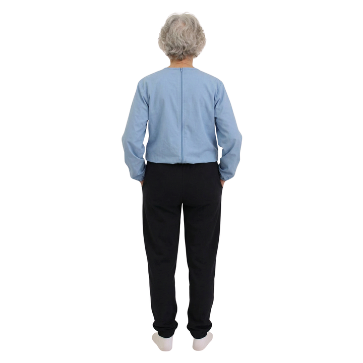 Unisex Winter-Pflegeschlafanzug, zweifarbig | mit Reißverschluss am Rücken | für Senioren, Alzheimer | Ferrucci Comfort - 9023-F