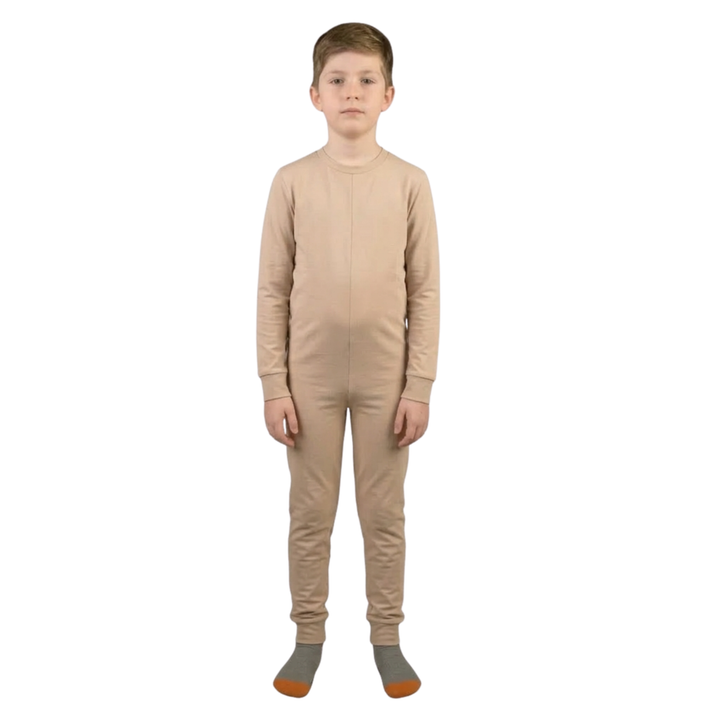 Winter-Pflegeoverall für Kinder, langarm | mit Reißverschluss am Rücken | aus warmem Sweatstoff | Ferrucci Comfort - 9028-F