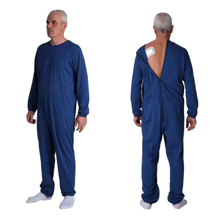 Pigiama Sanitario Girocollo Zip in 100% Cotone CON 3 Zip Manica Lunga e Pantalone Lungo - 9015/2 ML PL