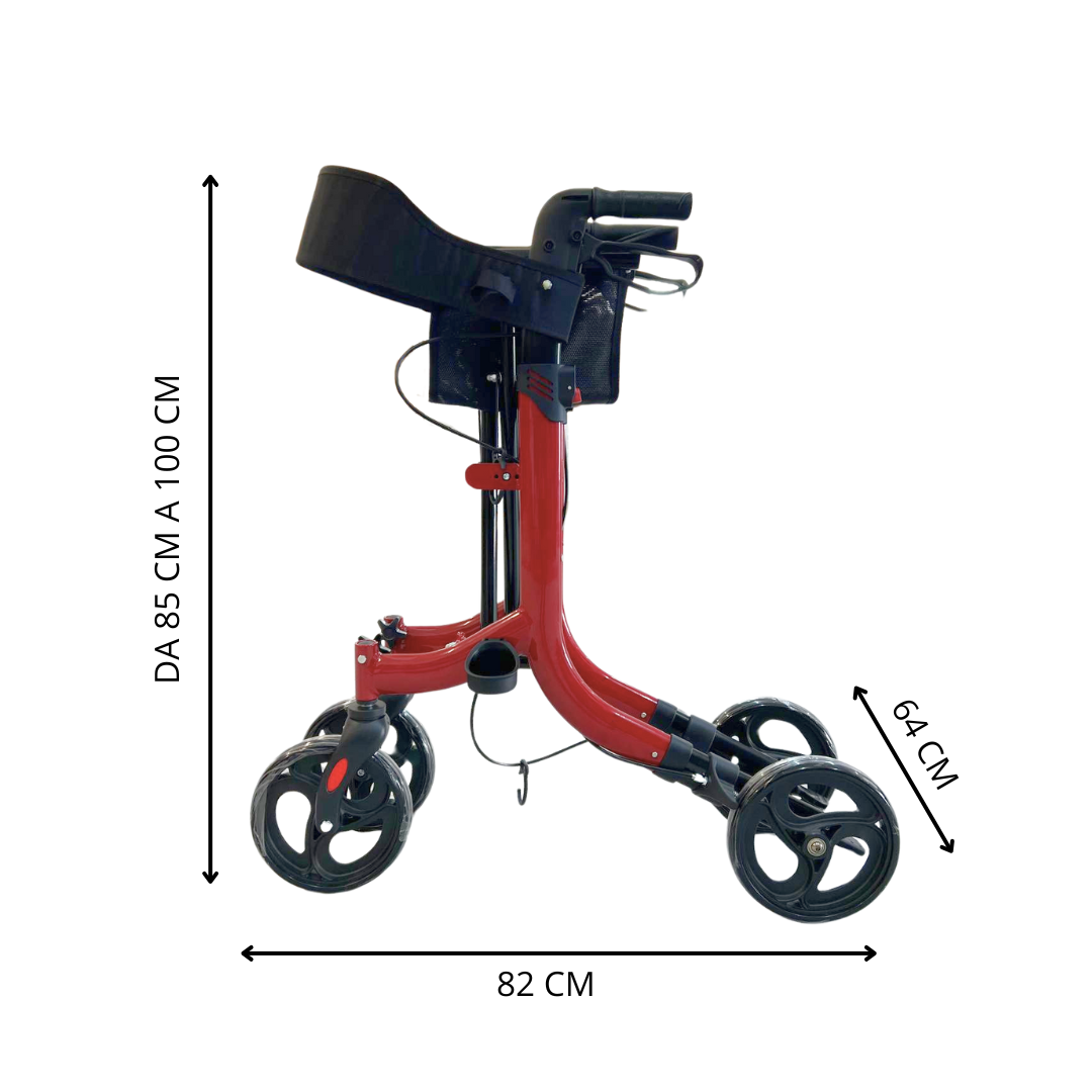 Leichter &amp; faltbarer Aluminium-Rollator mit Sitz &amp; Tasche | Höhenverstellbar - VITAWALK PRO SC5023B