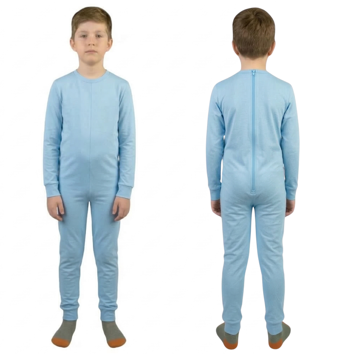 Winter-Pflegeoverall für Kinder, langarm | mit Reißverschluss am Rücken | aus warmem Sweatstoff | Ferrucci Comfort - 9028-F