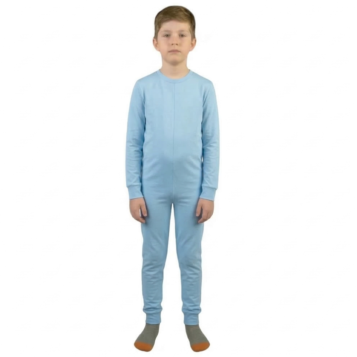 Winter-Pflegeoverall für Kinder, langarm | mit Reißverschluss am Rücken | aus warmem Sweatstoff | Ferrucci Comfort - 9028-F