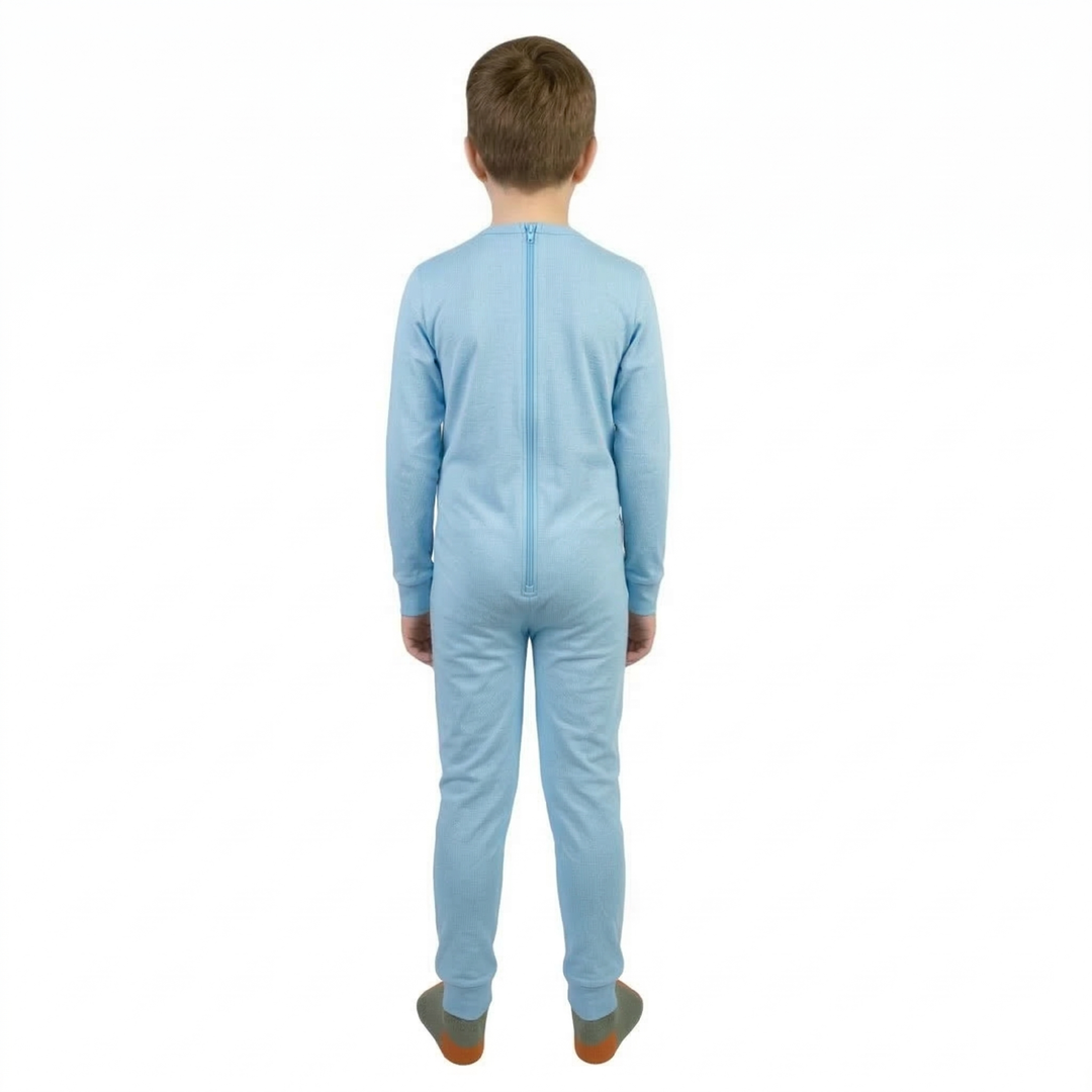 Winter-Pflegeoverall für Kinder, langarm | mit Reißverschluss am Rücken | aus warmem Sweatstoff | Ferrucci Comfort - 9028-F