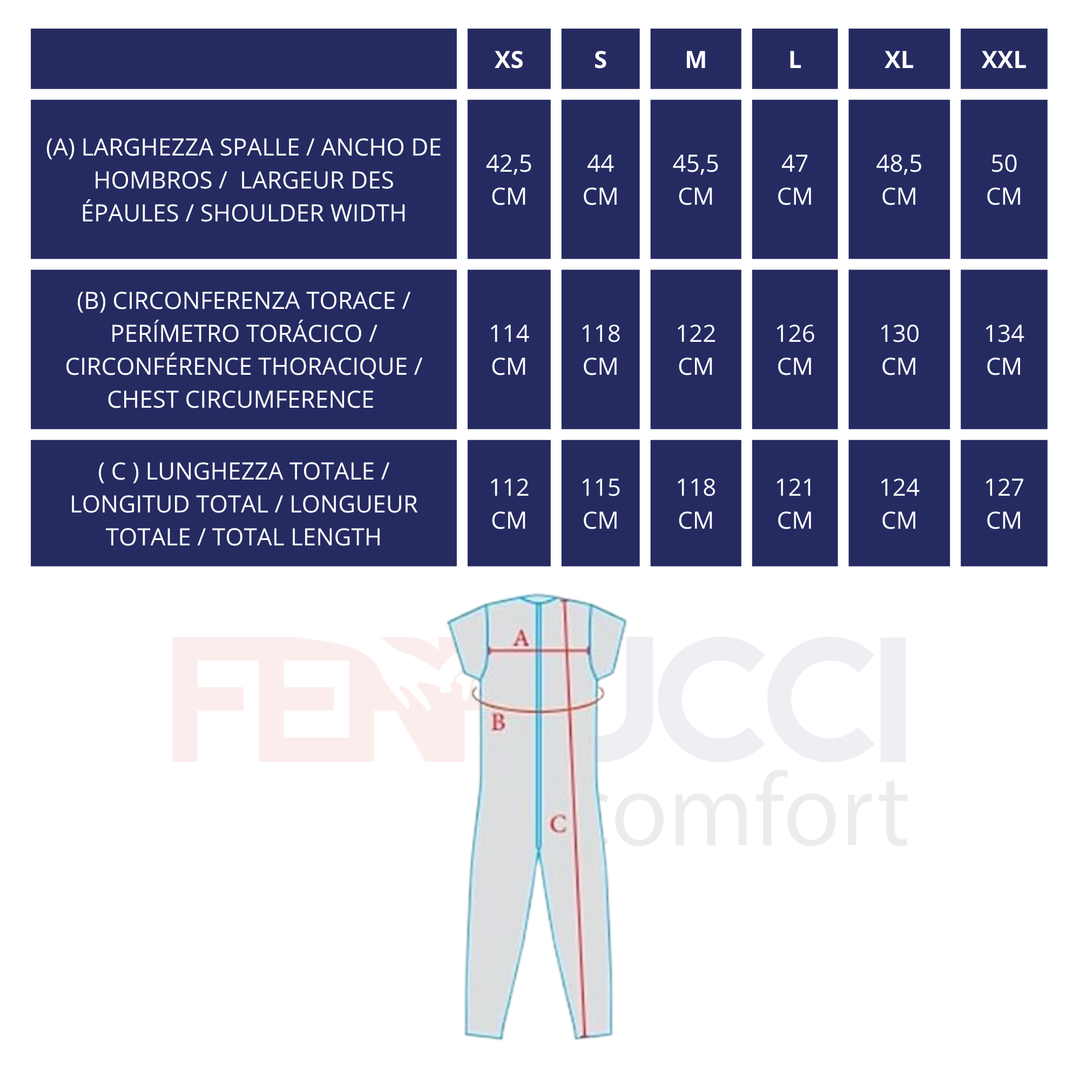 Pigiama Sanitario Girocollo Zip in 100% Cotone CON 3 Zip Manica Lunga e Pantalone Lungo - 9015/2 ML PL