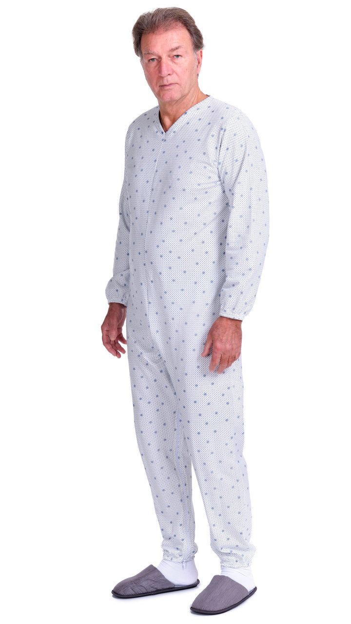 Warmer Winter-Pflegeoverall aus Baumwoll-Sweatstoff mit Beinreißverschluss - 9012-F/2