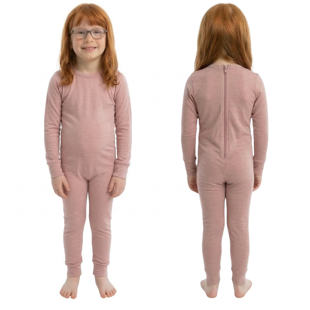 Winter-Pflegeoverall für Kinder, langarm | mit Reißverschluss am Rücken | aus warmem Sweatstoff | Ferrucci Comfort - 9028-F