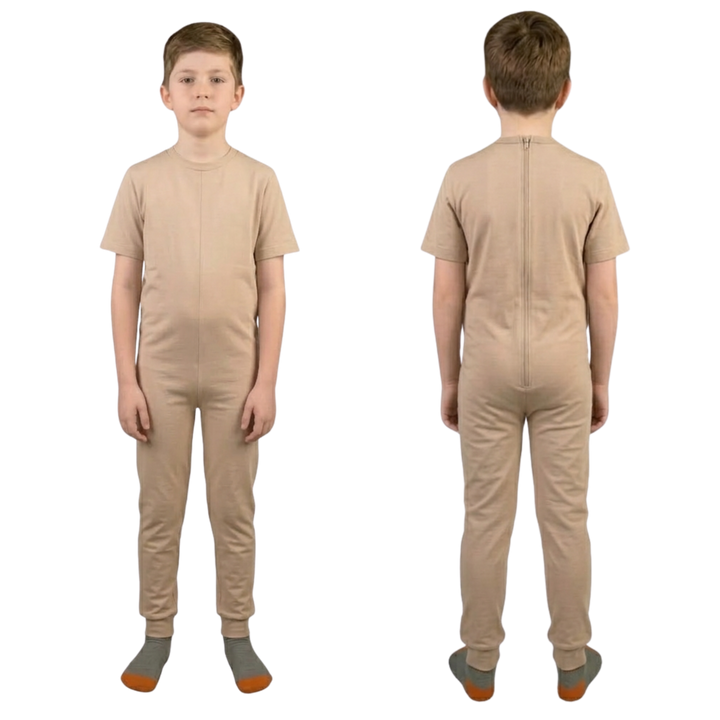 Pflegeoverall für Kinder, Kurzarm | mit Reißverschluss am Rücken | bei Inkontinenz &amp; Kleiderablehnung | Ferrucci Comfort - 9028/3