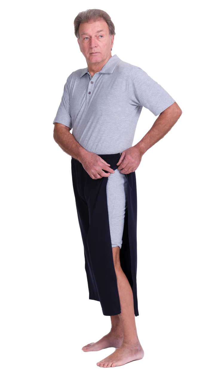 3/4-Reha-Hose mit durchgehenden seitlichen Reißverschlüssen - 9018