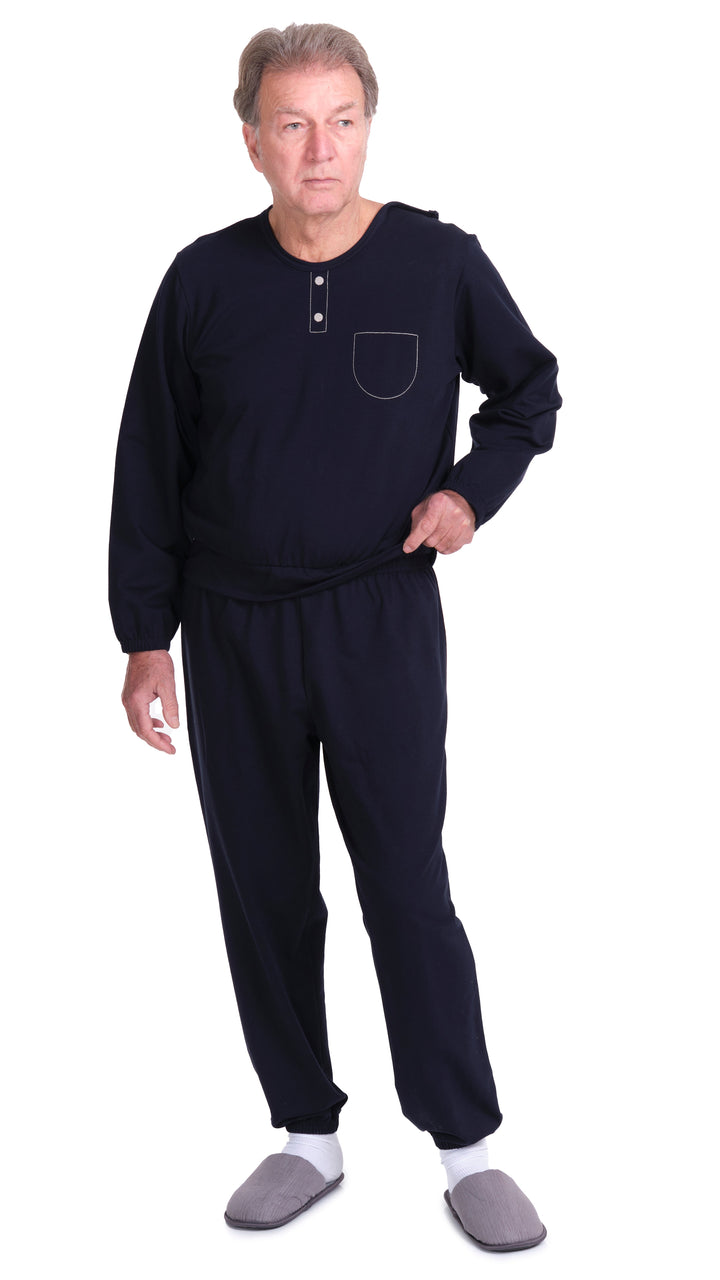 Langarm-Pflegeanzug in Freizeitanzug-Optik | aus Sweatstoff - Benessere 9010