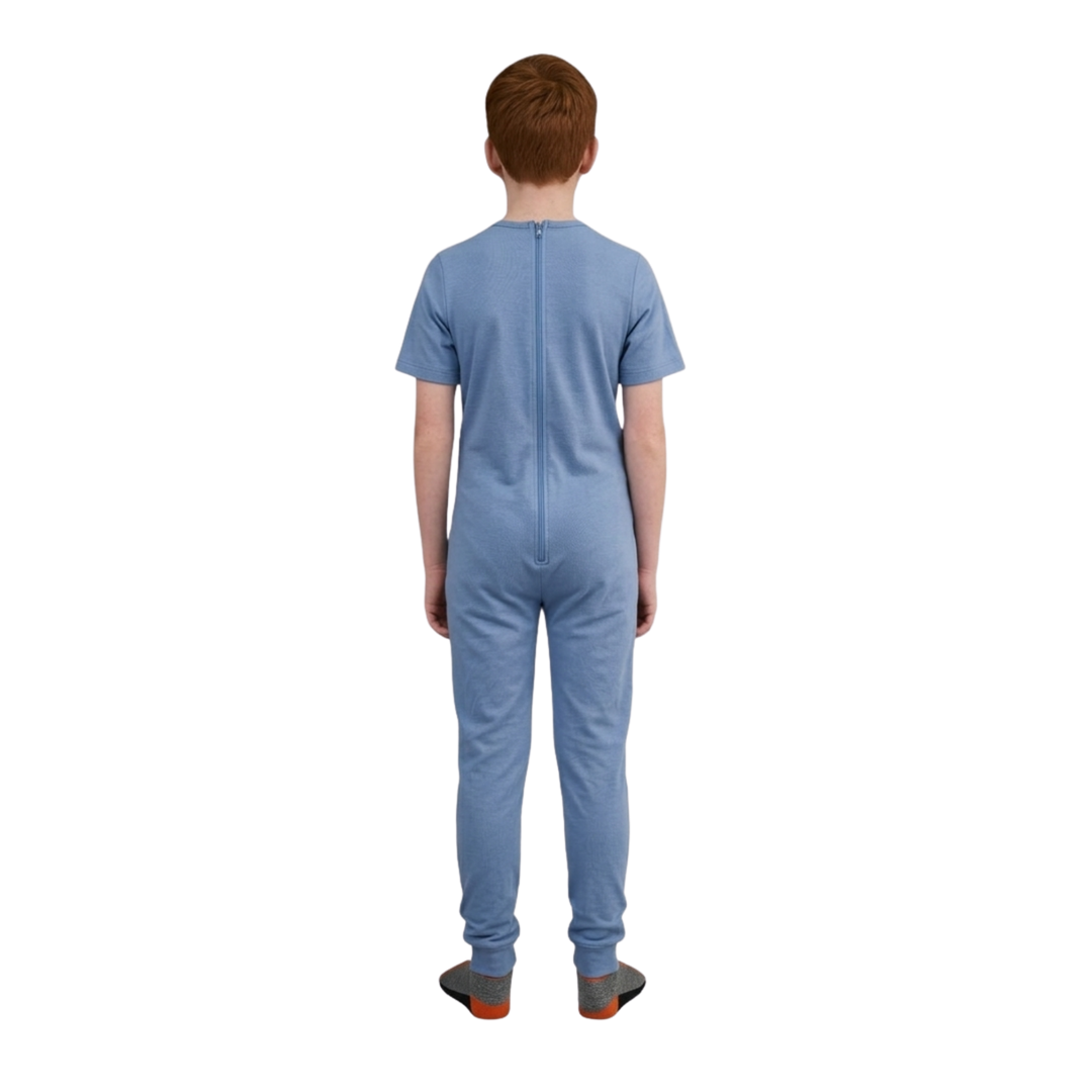 Pflegeoverall für Kinder, Kurzarm | mit Reißverschluss am Rücken | bei Inkontinenz &amp; Kleiderablehnung | Ferrucci Comfort - 9028/3