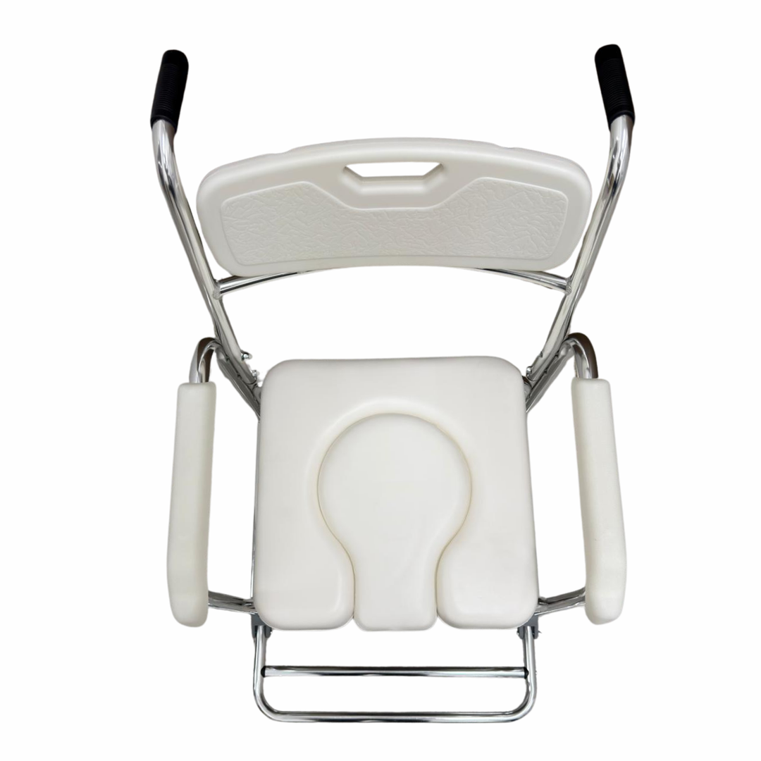 Fahrbarer 3-in-1 Dusch-Toilettenstuhl aus Aluminium | mit Bremsen &amp; gepolstertem Sitz