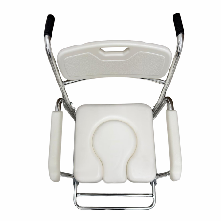 Fahrbarer 3-in-1 Dusch-Toilettenstuhl aus Aluminium | mit Bremsen &amp; gepolstertem Sitz
