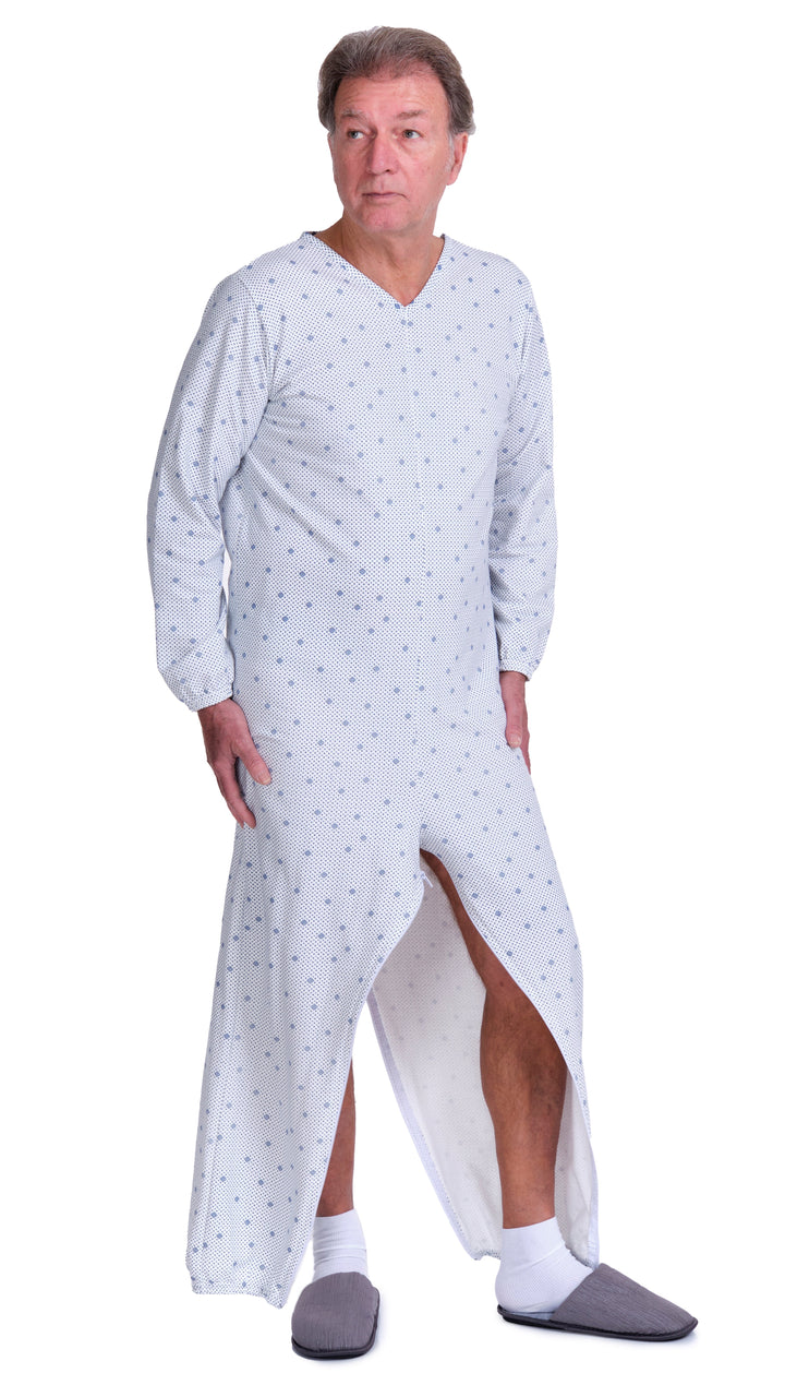 Warmer Winter-Pflegeoverall aus Baumwoll-Sweatstoff mit Beinreißverschluss - 9012-F/2
