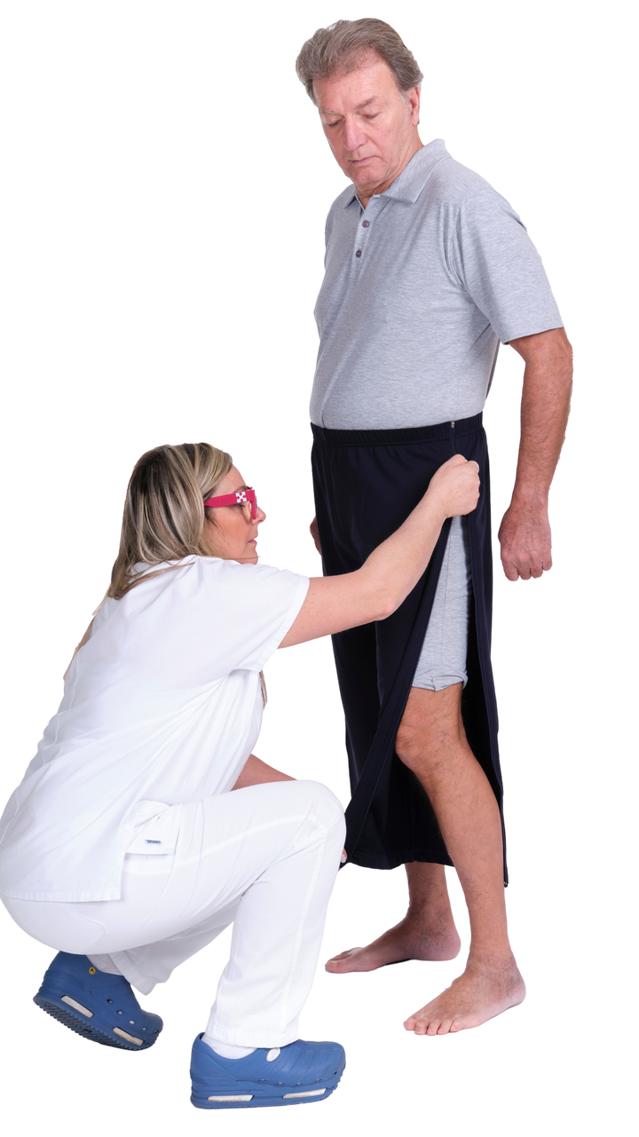 3/4-Reha-Hose mit durchgehenden seitlichen Reißverschlüssen - 9018