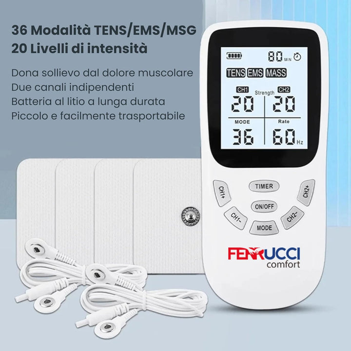 3-in-1 TENS/EMS-Gerät &amp; Massagegerät | zur Schmerzlinderung &amp; Muskelstimulation | 4 Pads
