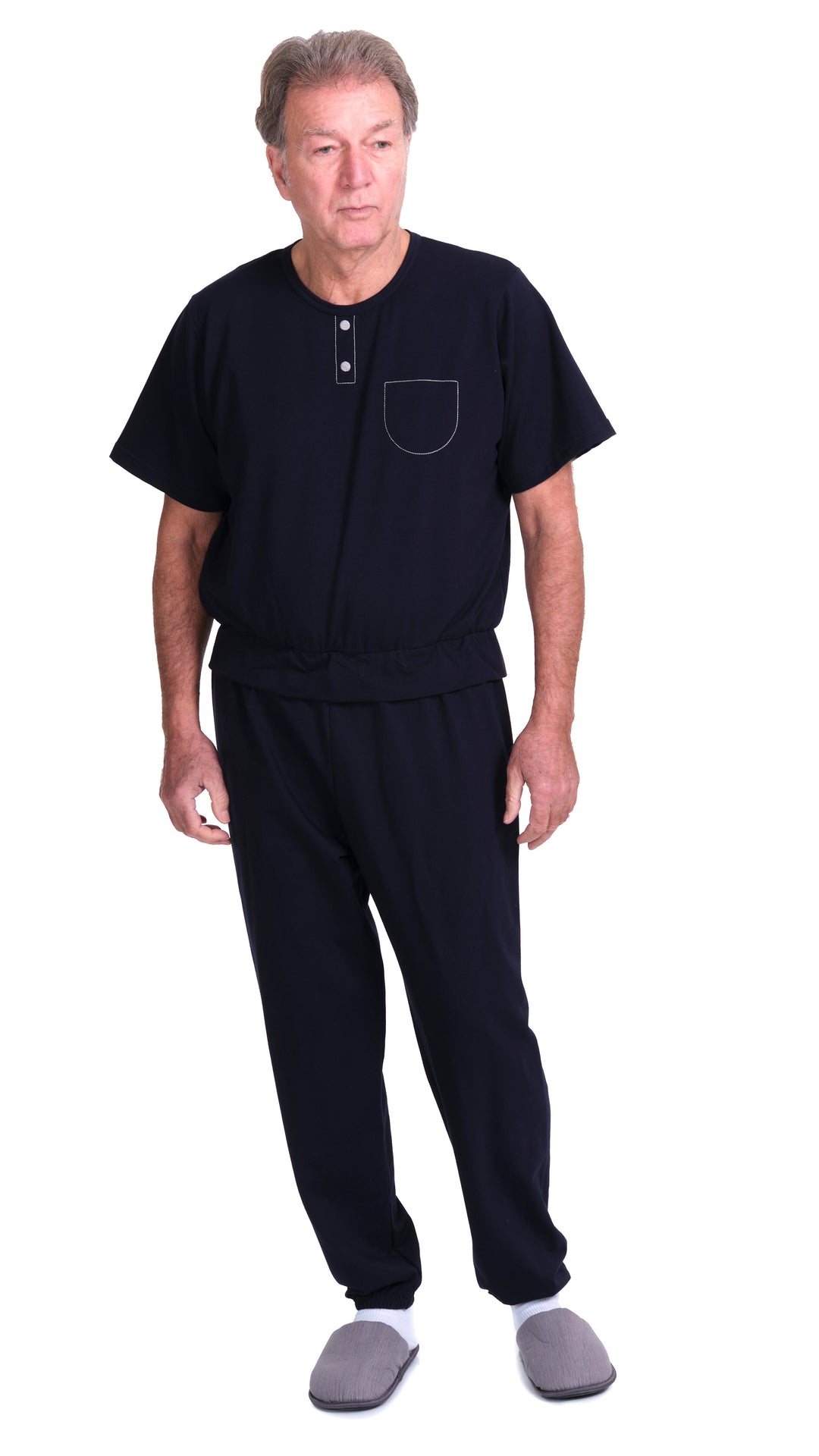 Kurzarm-Pflegeanzug in Freizeitanzug-Optik | aus Sweatstoff - 9010 MC PL