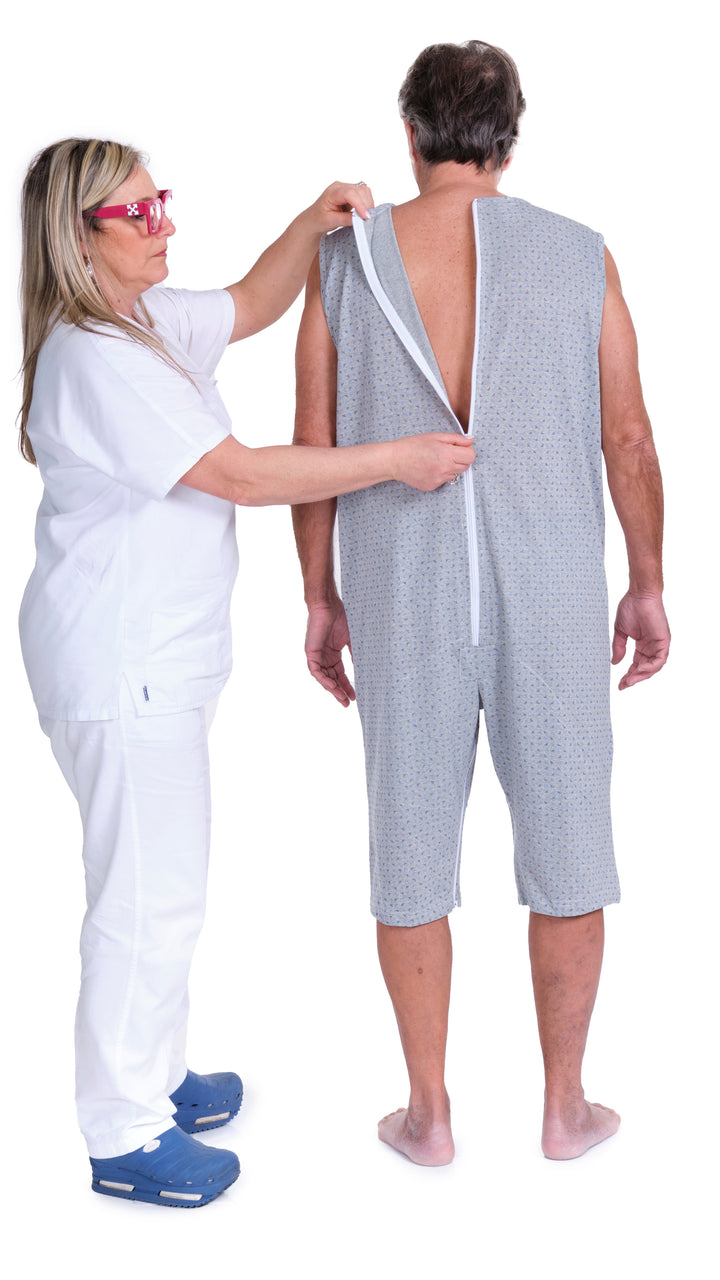 Ärmelloser Sommer-Pflegeoverall mit Beinreißverschluss | Waschbar bei 60° - 9008/8