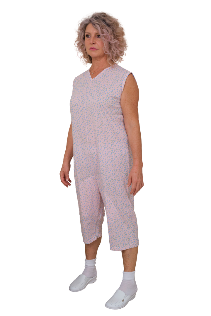 Ärmelloser Sommer-Pflegeoverall mit Beinreißverschluss | Waschbar bei 60° - 9008/8