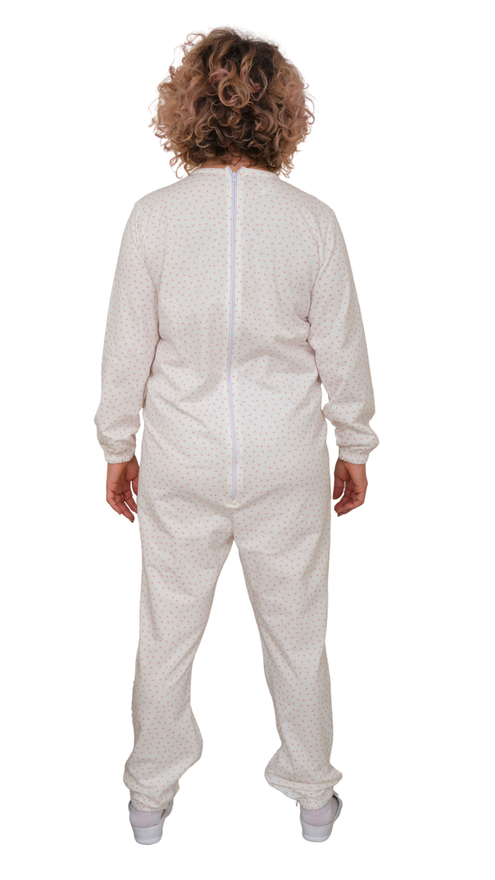 Warmer Winter-Pflegeoverall aus Baumwoll-Sweatstoff mit Beinreißverschluss - 9012-F/2