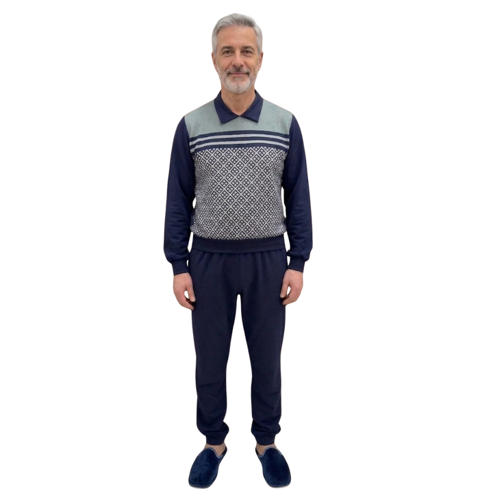 Herren Winter-Pflegeoverall im Polo-Stil für Senioren | Reißverschluss am Rücken | Wasserabweisend | Adaptive Kleidung bei Alzheimer &amp; Demenz | Ferrucci Comfort - 9024 ML PL
