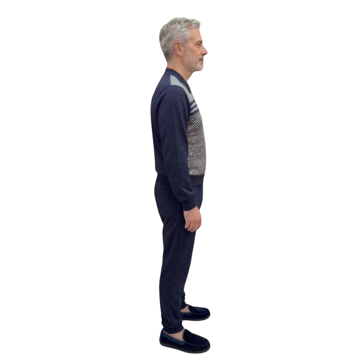 Herren Winter-Pflegeoverall im Polo-Stil für Senioren | Reißverschluss am Rücken | Wasserabweisend | Adaptive Kleidung bei Alzheimer &amp; Demenz | Ferrucci Comfort - 9024 ML PL