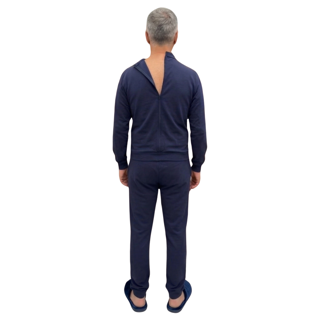 Herren Winter-Pflegeoverall im Polo-Stil für Senioren | Reißverschluss am Rücken | Wasserabweisend | Adaptive Kleidung bei Alzheimer &amp; Demenz | Ferrucci Comfort - 9024 ML PL