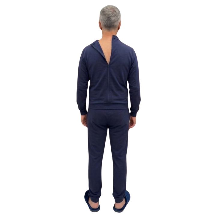 Herren Winter-Pflegeoverall im Polo-Stil für Senioren | Reißverschluss am Rücken | Wasserabweisend | Adaptive Kleidung bei Alzheimer &amp; Demenz | Ferrucci Comfort - 9024 ML PL