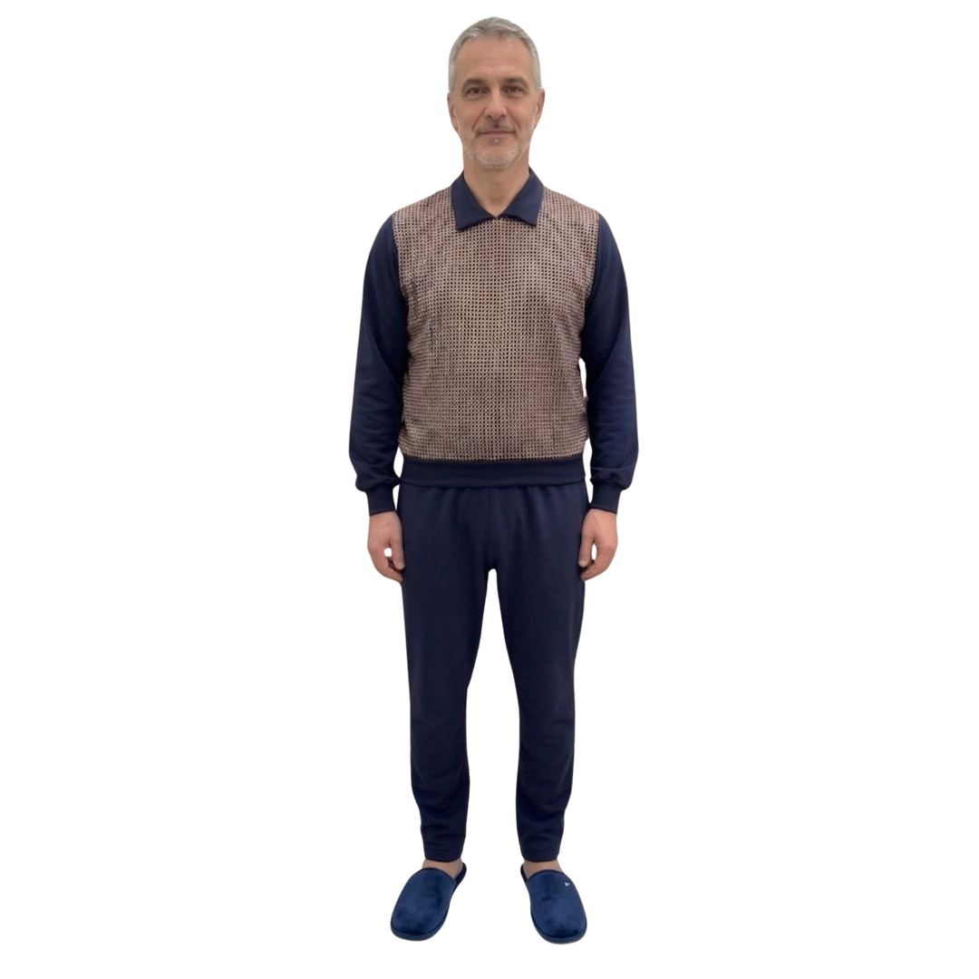 Herren Winter-Pflegeoverall im Polo-Stil für Senioren | Reißverschluss am Rücken | Wasserabweisend | Adaptive Kleidung bei Alzheimer &amp; Demenz | Ferrucci Comfort - 9024 ML PL