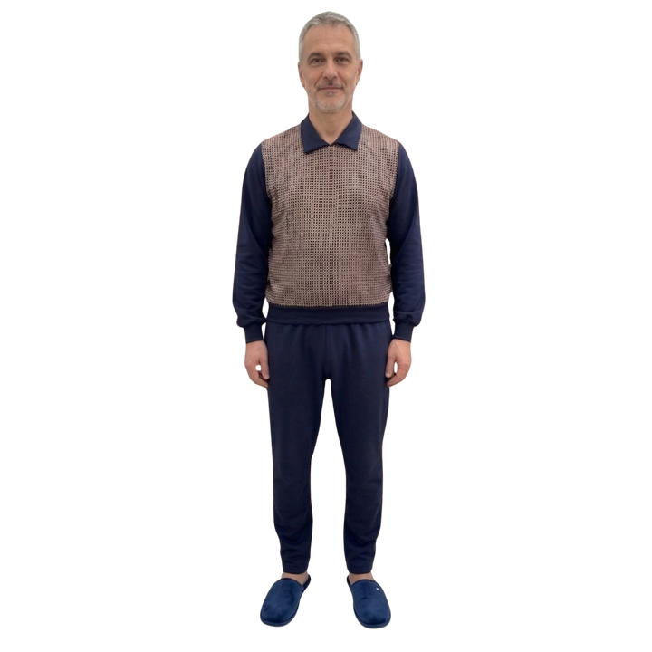Herren Winter-Pflegeoverall im Polo-Stil für Senioren | Reißverschluss am Rücken | Wasserabweisend | Adaptive Kleidung bei Alzheimer &amp; Demenz | Ferrucci Comfort - 9024 ML PL