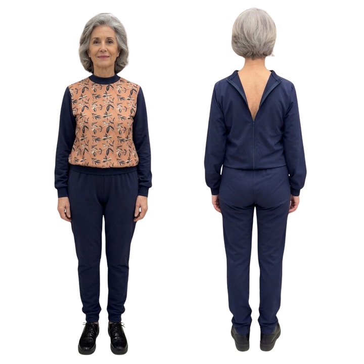 Damen Winter-Pflegeoverall mit Rollkragen für Senioren | Reißverschluss am Rücken &amp; wasserabweisend | Adaptive Kleidung bei Alzheimer | Ferrucci Comfort - 9025