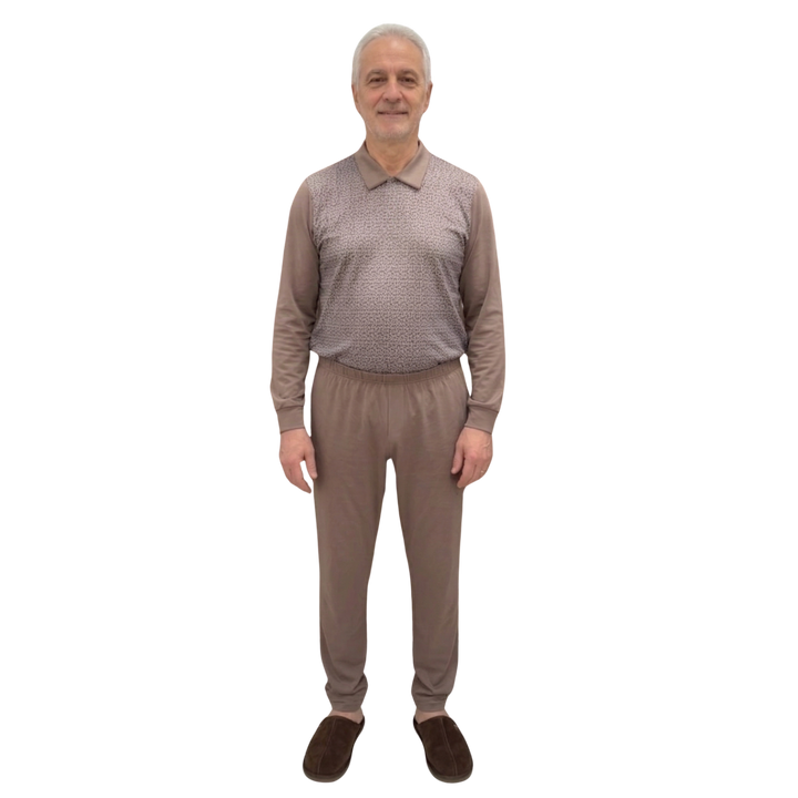 Herren Pflegeoverall im Polo-Stil für Senioren mit Reißverschluss am Rücken | Wasserabweisend | Adaptive Kleidung bei Alzheimer | Ferrucci Comfort - 9026