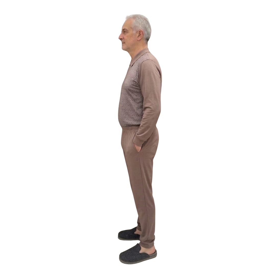 Herren Pflegeoverall im Polo-Stil für Senioren mit Reißverschluss am Rücken | Wasserabweisend | Adaptive Kleidung bei Alzheimer | Ferrucci Comfort - 9026