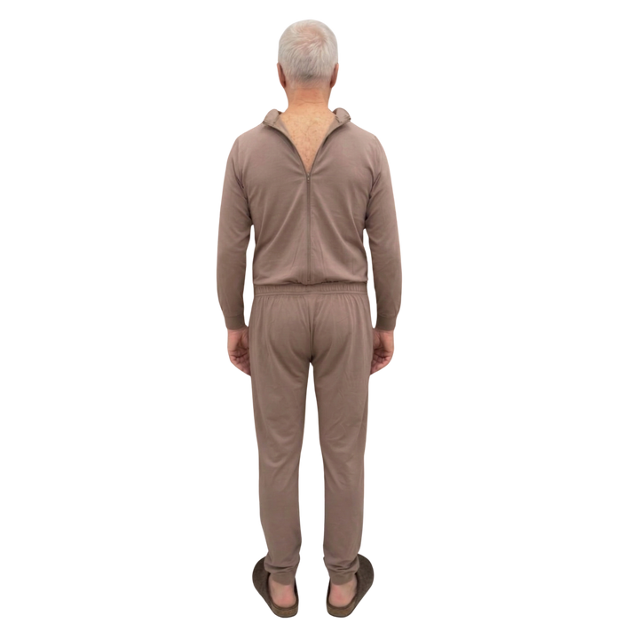 Herren Pflegeoverall im Polo-Stil für Senioren mit Reißverschluss am Rücken | Wasserabweisend | Adaptive Kleidung bei Alzheimer | Ferrucci Comfort - 9026