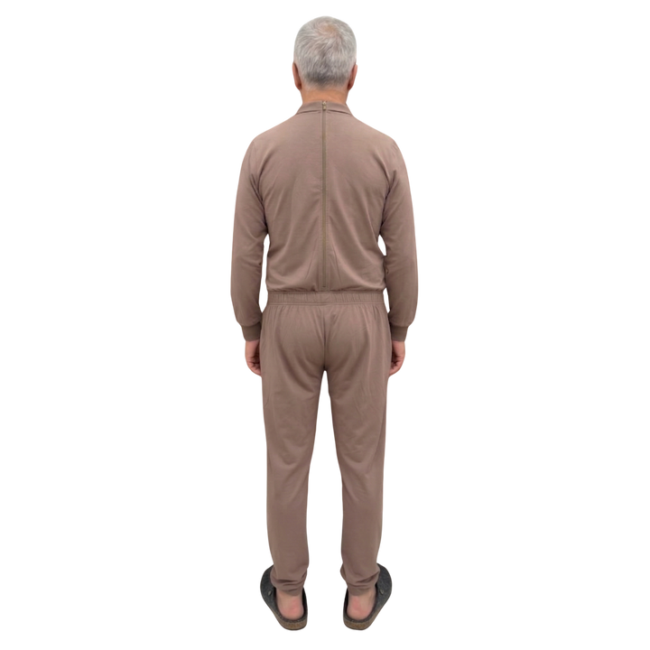 Herren Pflegeoverall im Polo-Stil für Senioren mit Reißverschluss am Rücken | Wasserabweisend | Adaptive Kleidung bei Alzheimer | Ferrucci Comfort - 9026