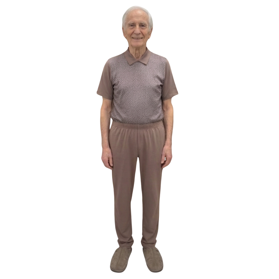 Herren Sommer-Pflegeoverall kurz für Senioren mit Reißverschluss am Rücken | Wasserabweisend | Alzheimer Kleidung | Ferrucci Comfort - 9026 MC PL