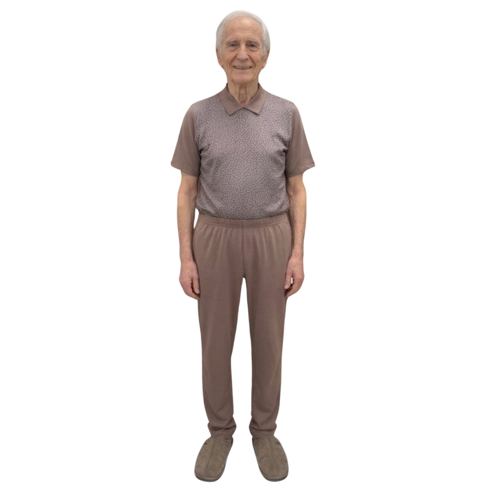 Herren Sommer-Pflegeoverall kurz für Senioren mit Reißverschluss am Rücken | Wasserabweisend | Alzheimer Kleidung | Ferrucci Comfort - 9026 MC PL