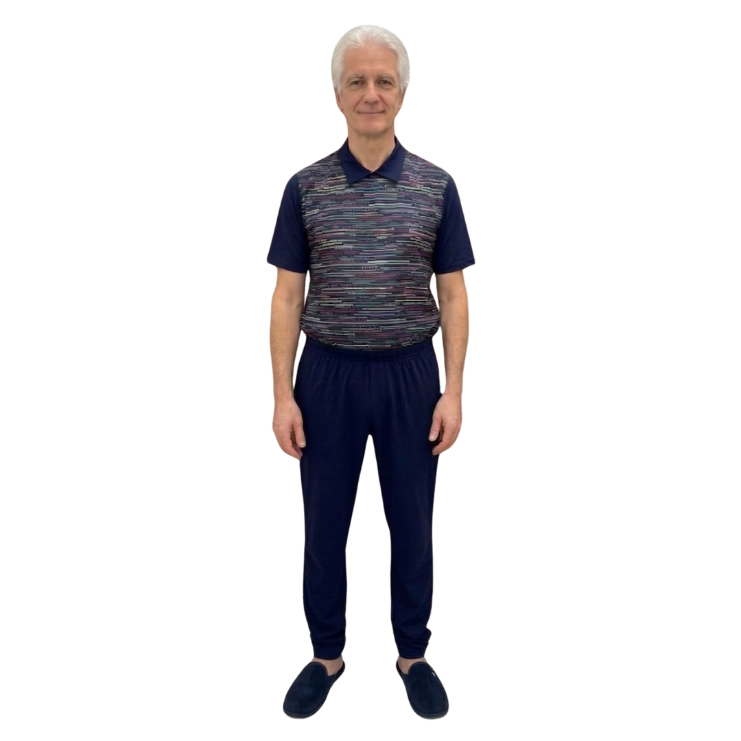 Herren Sommer-Pflegeoverall kurz für Senioren mit Reißverschluss am Rücken | Wasserabweisend | Alzheimer Kleidung | Ferrucci Comfort - 9026 MC PL