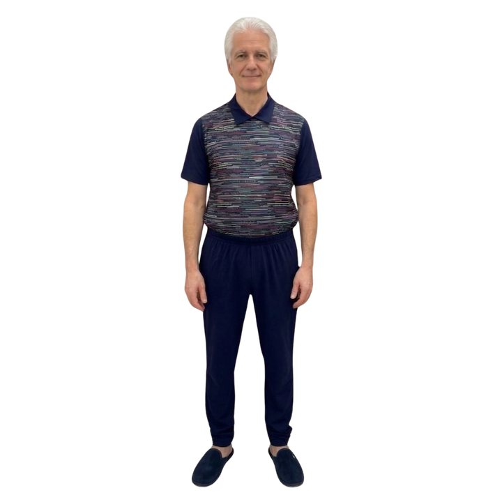 Herren Sommer-Pflegeoverall kurz für Senioren mit Reißverschluss am Rücken | Wasserabweisend | Alzheimer Kleidung | Ferrucci Comfort - 9026 MC PL