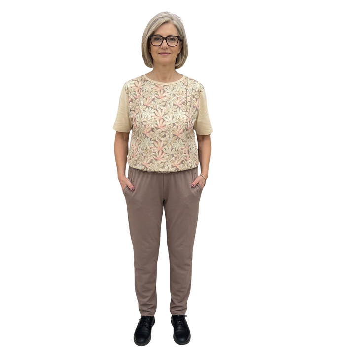 Damen Pflegeoverall kurzarm für Senioren mit Reißverschluss am Rücken | Wasserabweisend | Alzheimer Kleidung aus Baumwolle | Ferrucci Comfort - 9027 MC PL