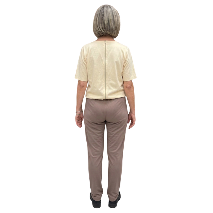 Damen Pflegeoverall kurzarm für Senioren mit Reißverschluss am Rücken | Wasserabweisend | Alzheimer Kleidung aus Baumwolle | Ferrucci Comfort - 9027 MC PL