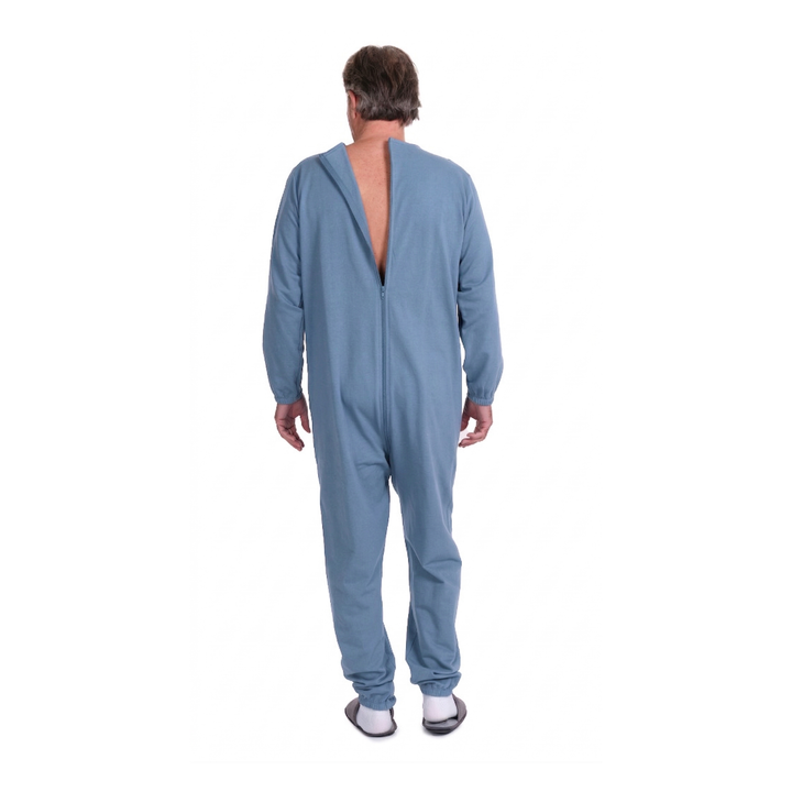 Unisex Winter-Pflegeschlafanzug aus Sweatstoff | mit durchgehendem Reißverschluss am Rücken | für Senioren &amp; bei Demenz | Ferrucci Comfort - 9078-F