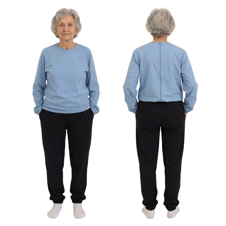 Langarm-Pflegeoverall in Freizeitanzug-Optik | Unisex | mit Reißverschluss am Rücken - 9023 ML PL