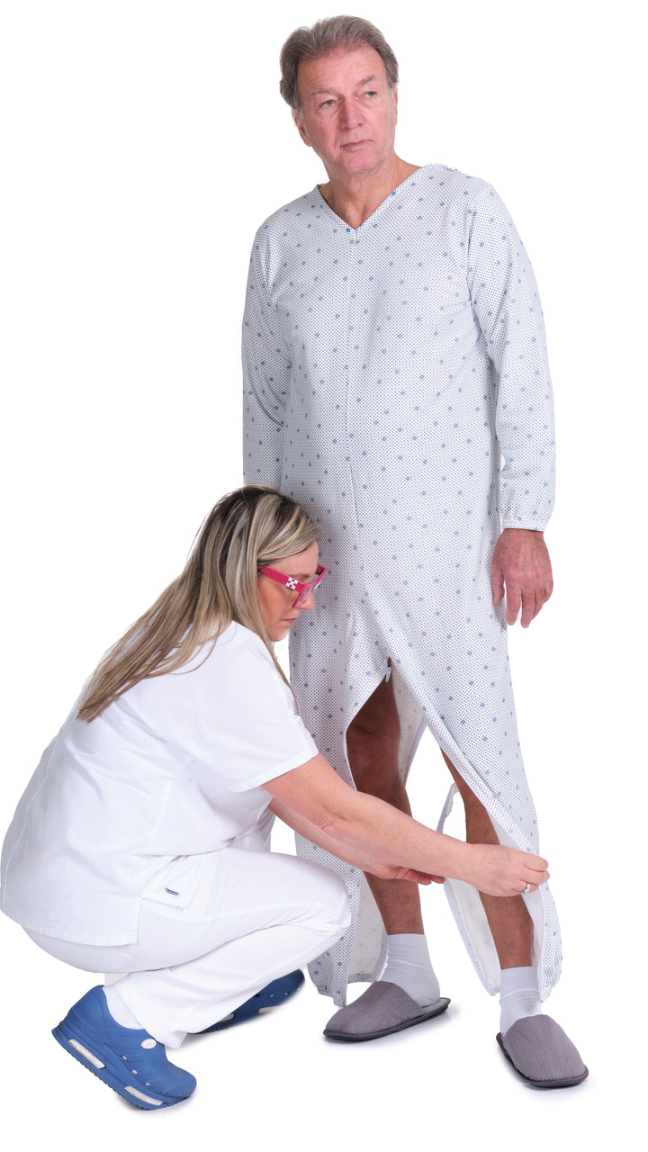 Warmer Winter-Pflegeoverall aus Baumwoll-Sweatstoff mit Beinreißverschluss - 9012-F/2