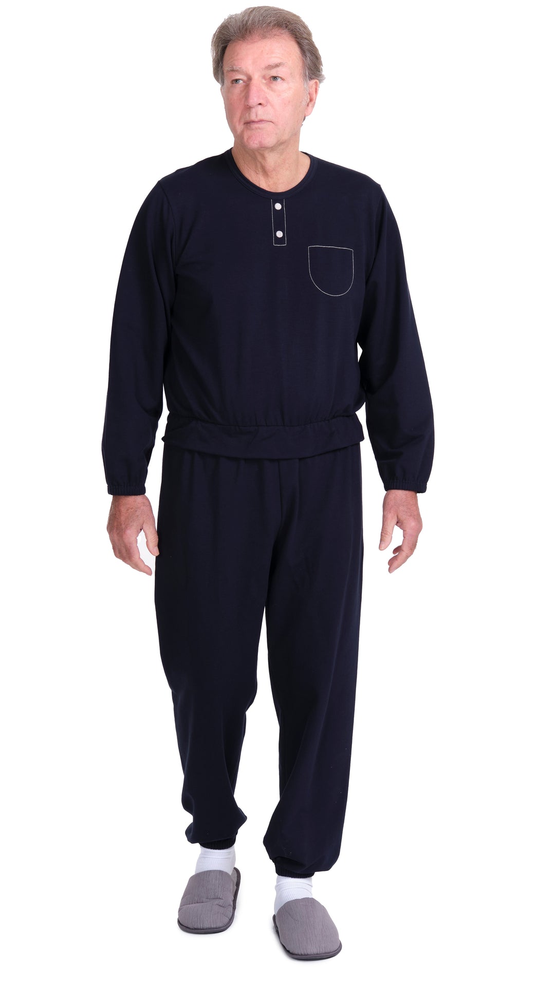 Langarm-Pflegeanzug in Freizeitanzug-Optik | aus Sweatstoff - Benessere 9010