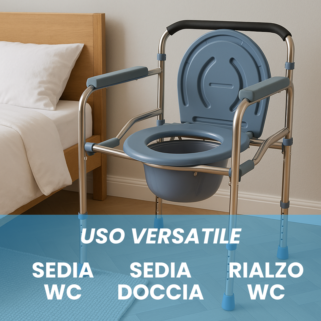4-in-1 Multifunktions-Toilettenstuhl aus Aluminium | Höhenverstellbar &amp; Faltbar