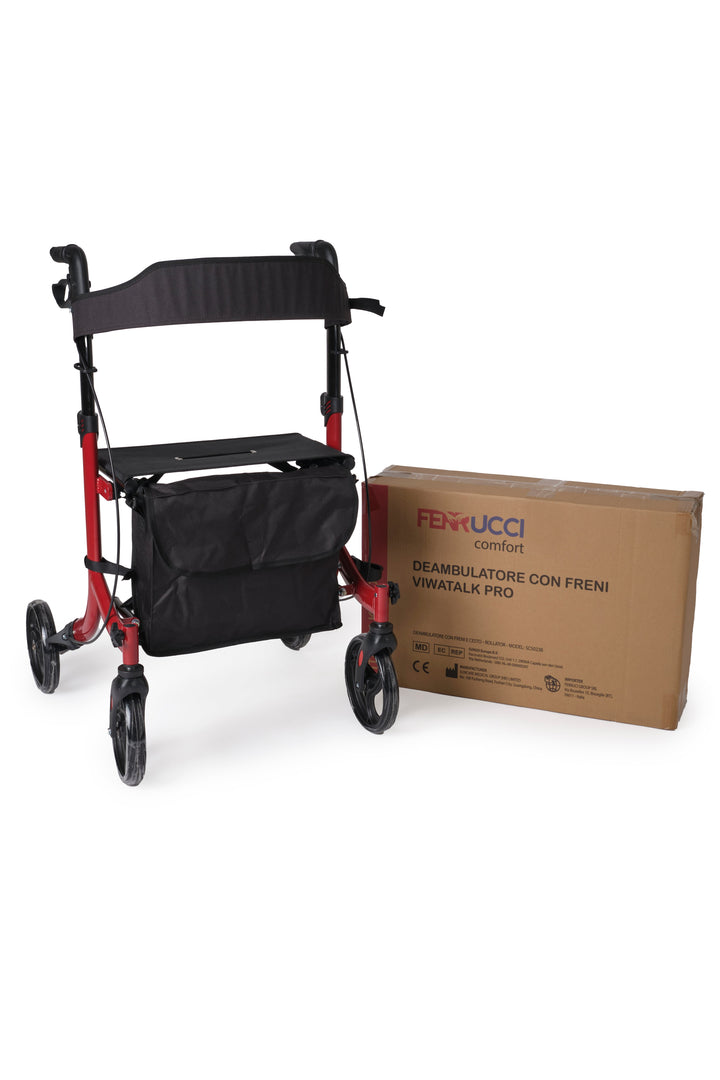 Leichter &amp; faltbarer Aluminium-Rollator mit Sitz &amp; Tasche | Höhenverstellbar - VITAWALK PRO SC5023B