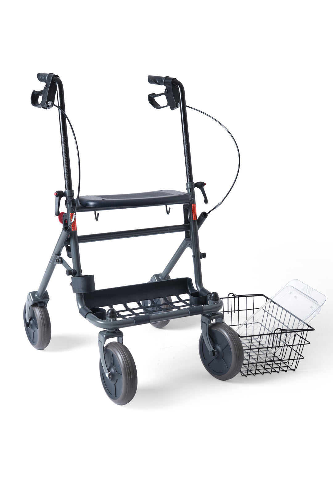 Faltbarer Rollator mit Vollausstattung: Sitz, 2 Körbe &amp; Tablett | für Innen &amp; Außen