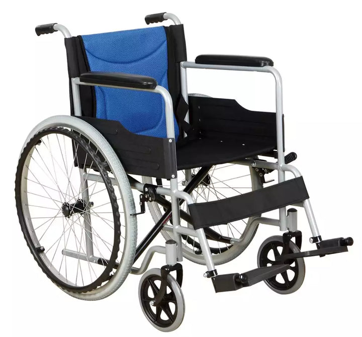 Faltbarer Stahl-Rollstuhl für Selbstfahrer | Robust &amp; bis 110 kg belastbar