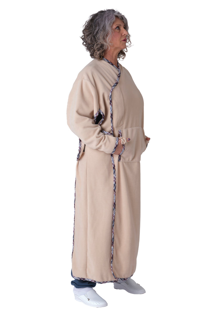 Tragbare Kuscheldecke mit Ärmeln &amp; Taschen | Fleece-Poncho mit seitlichem Klettverschluss