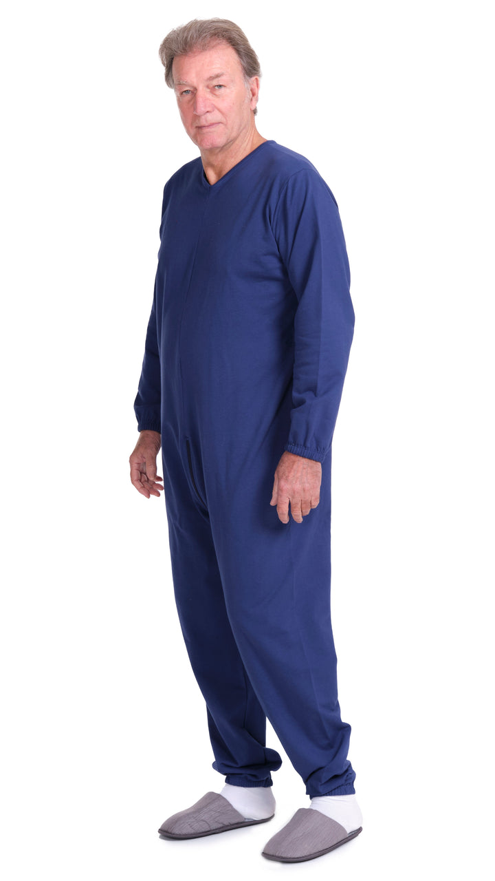 Unisex Winter-Pflegeschlafanzug aus Sweatstoff | mit durchgehendem Reißverschluss am Rücken | für Senioren &amp; bei Demenz | Ferrucci Comfort - 9078-F